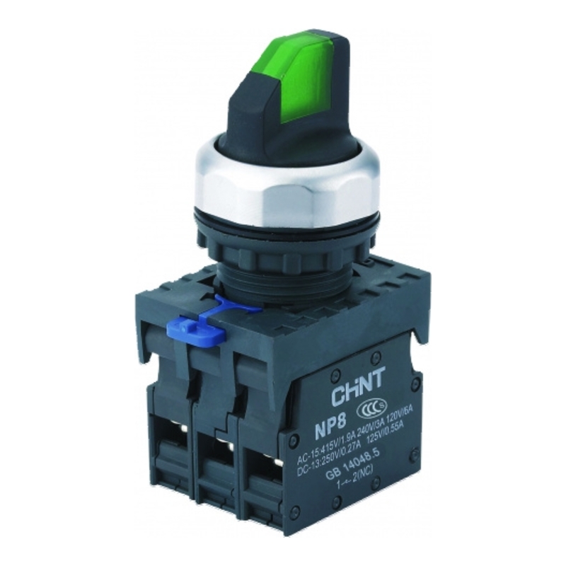 NP8-20XD/313 230V - Переключатель на 3 положения (2NO) c зелёной LED подсветкой AC 110..230V фото 1