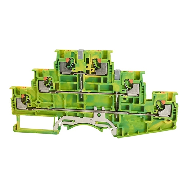 DS1.5-3L-PE-01P-1C-00Z(H) - Клемма "Земля" трёхуровневая 1,5 мм² Push-in с контактом на DIN-рейку фото 1