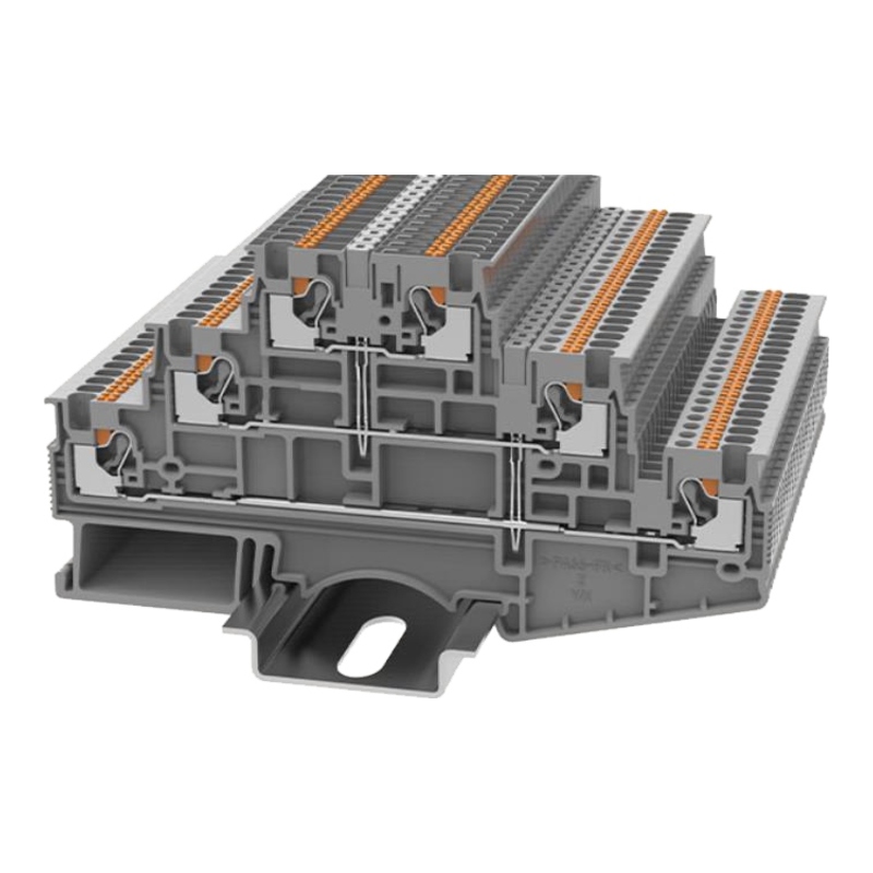 DS1.5-3L-PV-01P-11-00Z(H) - Клемма серая трёхуровневая 1,5 мм² с перемычкой Push-in на DIN-рейку фото 1