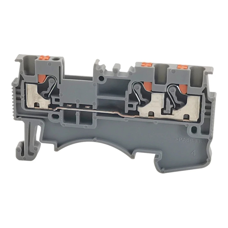 DS1.5-TW-01P-11-00Z(H) - Клемма серая 3 контакта 1,5 мм² Push-in на DIN-рейку фото 1