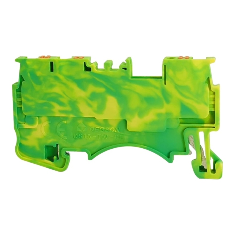 DS1.5-TW-PE-01P-1C-00Z(H) - Клемма "Земля" 3 контакта 1,5 мм² Push-in с контактом на DIN-рейку фото 1