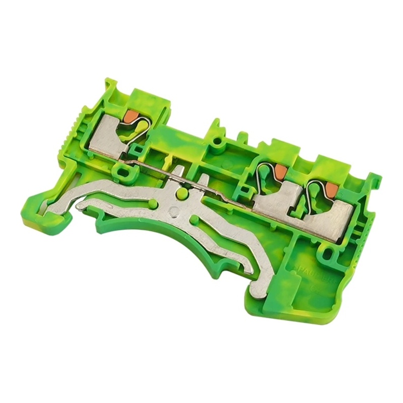 DS1.5-TW-PE-01P-1C-00Z(H) - Клемма "Земля" 3 контакта 1,5 мм² Push-in с контактом на DIN-рейку фото 1