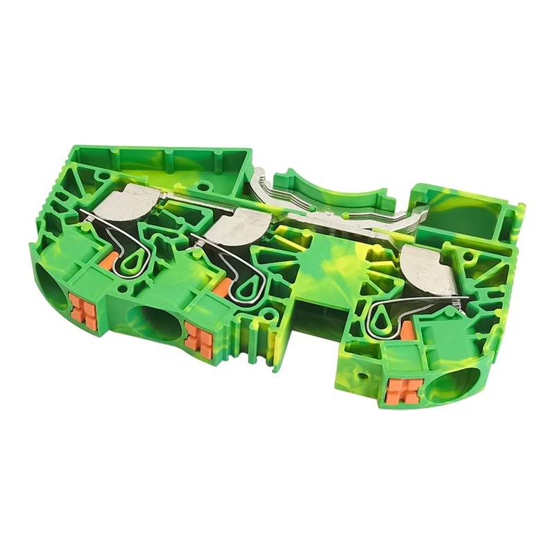 DS16-TW-PE-01P-1C-00Z(H) - Клемма "Земля" 3 контакта 16 мм² Push-in с контактом на DIN-рейку фото 1