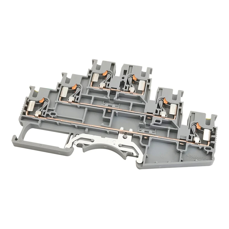 DS1.5-3L-L/L/PE-01P-11-00Z(H) - Клемма серая трёхуровневая 1,5 мм² Push-in с контактом "Земля" фото 1