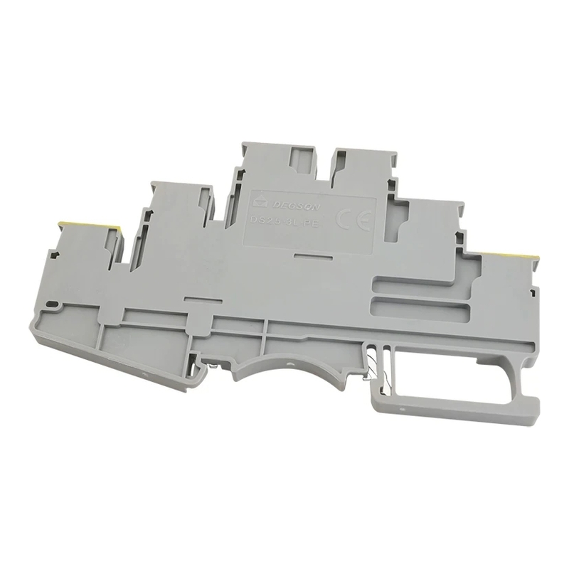 DS1.5-3L-L/L/PE-01P-11-00Z(H) - Клемма серая трёхуровневая 1,5 мм² Push-in с контактом "Земля" фото 1