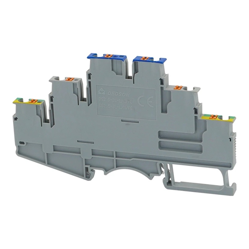 DS1.5-3L-L/N/PE-01P-11-00Z(H) - Клемма серая трёхуровневая 1,5 мм² Push-in с контактами N и "Земля" фото 1