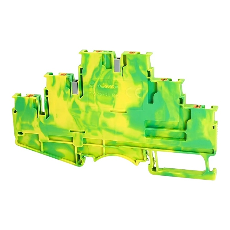 DS2.5-3L-PE-01P-1C-00Z(H) - Клемма "Земля" трёхуровневая 2,5 мм² Push-in с контактом на DIN-рейку фото 1