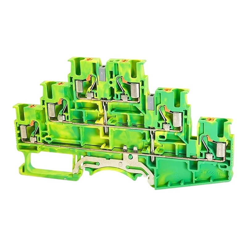 DS2.5-3L-PE-01P-1C-00Z(H) - Клемма "Земля" трёхуровневая 2,5 мм² Push-in с контактом на DIN-рейку фото 1