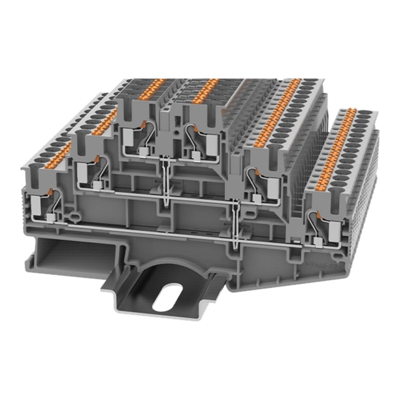 DS2.5-3L-PV-01P-11-00Z(H) - Клемма серая трёхуровневая 2,5 мм² с перемычкой Push-in на DIN-рейку фото 1