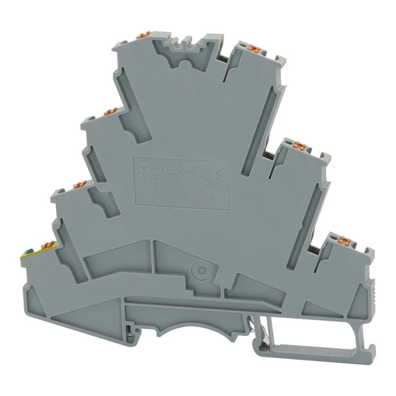 DS2.5-PE/3L-01P-11-00Z(H) - Клемма серая четырёхуровневая 2,5 мм² Push-in с контактом "Земля" фото 1