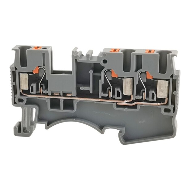 DS2.5-TW-01P-11-00Z(H) - Клемма серая 3 контакта 2,5 мм² Push-in на DIN-рейку фото 1