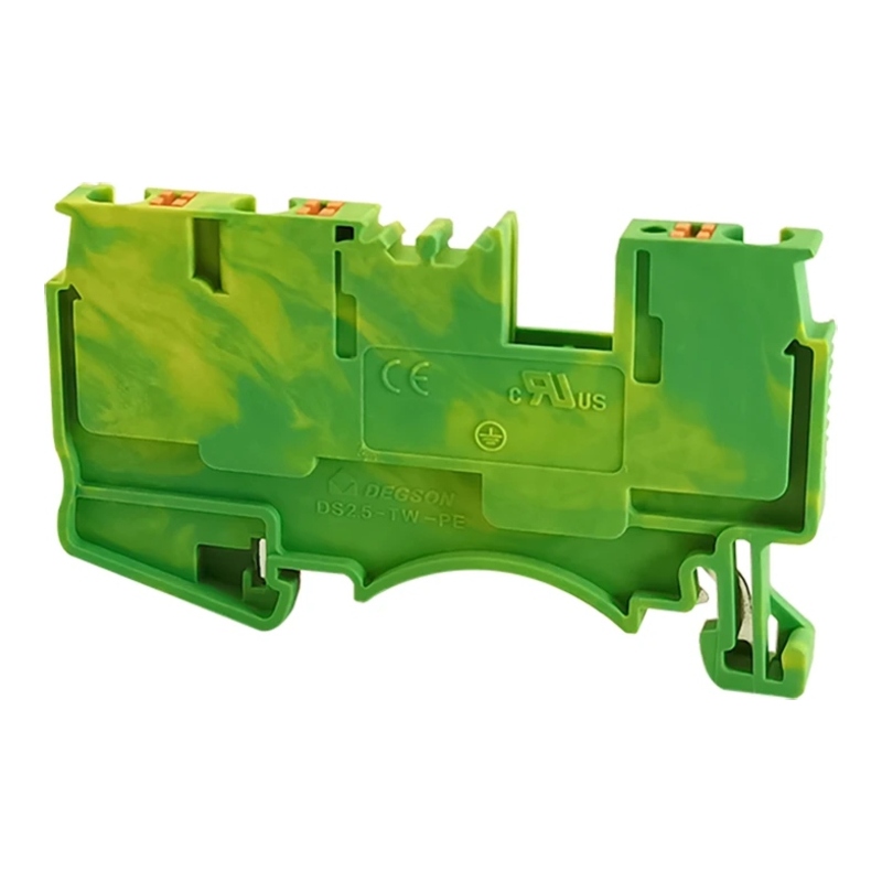 DS2.5-TW-PE-01P-1C-00Z(H) - Клемма "Земля" 3 контакта 2,5 мм² Push-in с контактом на DIN-рейку фото 1