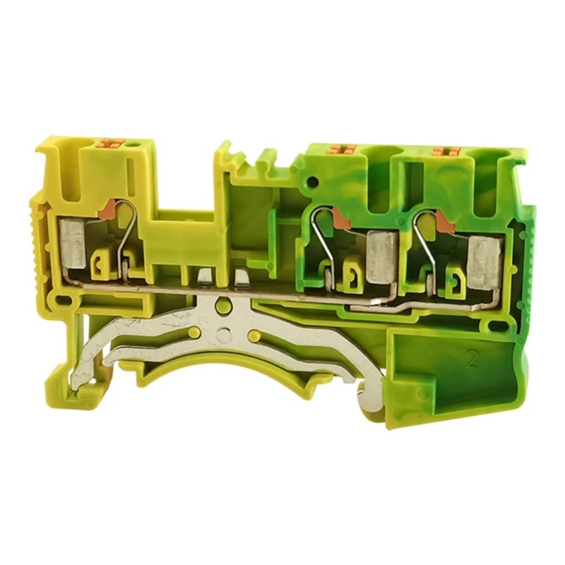 DS2.5-TW-PE-01P-1C-00Z(H) - Клемма "Земля" 3 контакта 2,5 мм² Push-in с контактом на DIN-рейку фото 1