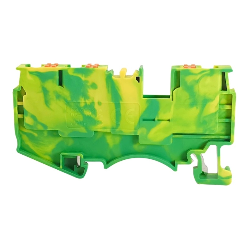 DS4-TW-PE-01P-1C-00Z(H) - Клемма "Земля" 3 контакта 4 мм² Push-in с контактом на DIN-рейку фото 1