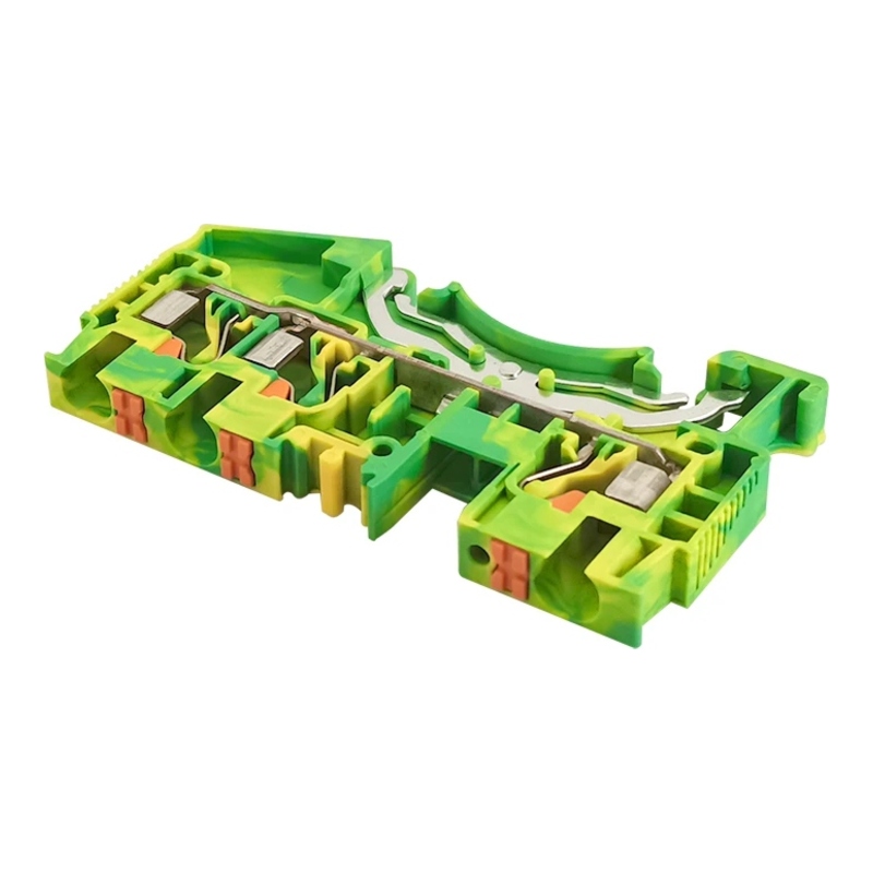 DS4-TW-PE-01P-1C-00Z(H) - Клемма "Земля" 3 контакта 4 мм² Push-in с контактом на DIN-рейку фото 1