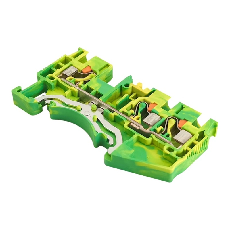 DS4-TW-PE-01P-1C-00Z(H) - Клемма "Земля" 3 контакта 4 мм² Push-in с контактом на DIN-рейку фото 1