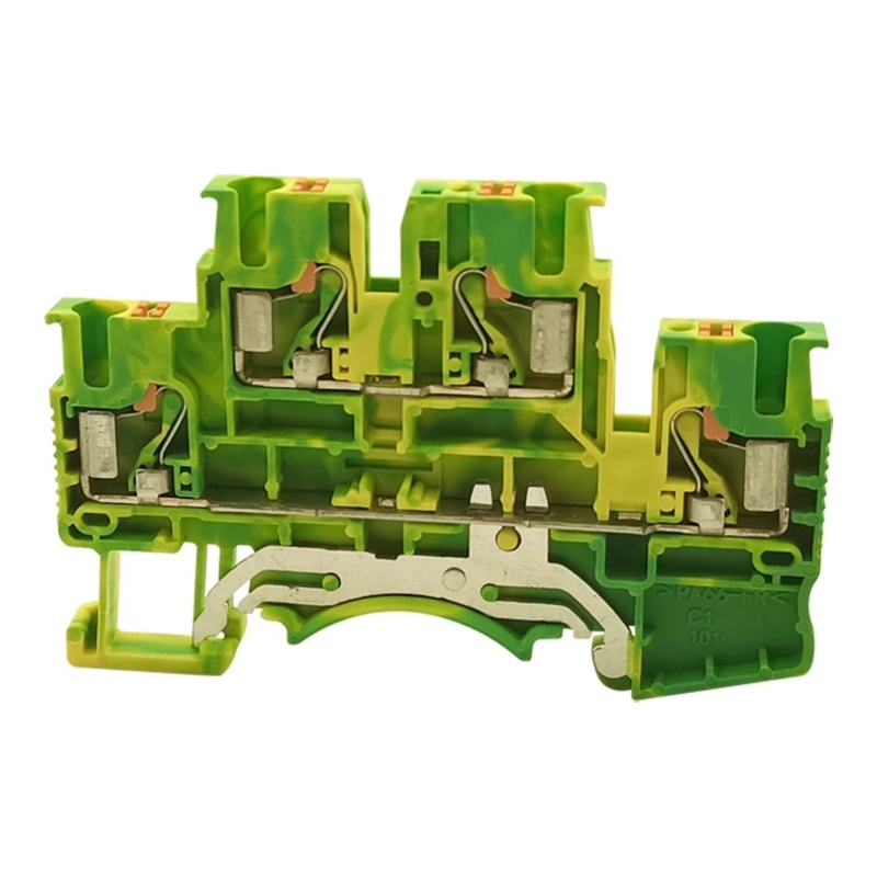 DSKK2.5-PE-01P-1C-00Z(H) - Клемма "Земля" двухуровневая 2,5 мм² Push-in с контактом на DIN-рейку фото 1