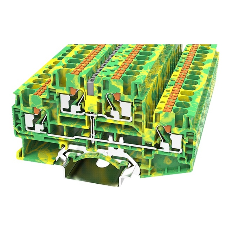 DSKK4-PE-01P-1C-00Z(H) - Клемма "Земля" двухуровневая 4 мм² Push-in с контактом на DIN-рейку фото 1