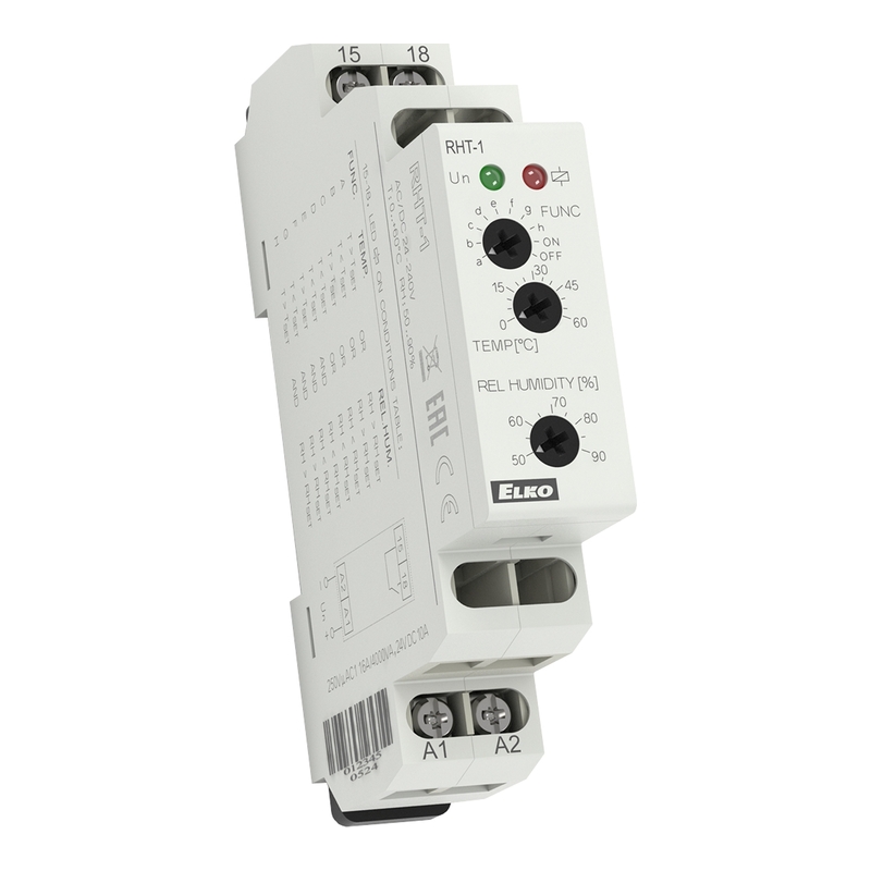 RHT-1 - Гигро-термостат (0...+60°С, влажность 50-90%), 24-240 AC/DC фото 1