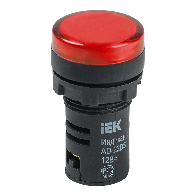 Лампа AD22DS(LED)матрица d22мм красный 12В AC/DC IEK фото 1