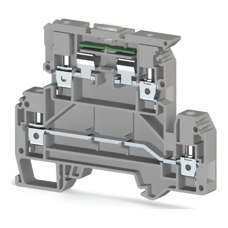 AVK 4FS - Клеммник 2-х ярусный с держателем предохранителя (5х20, 5х25), 4 мм.кв. (серый) фото 1