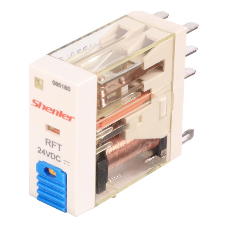 RFT2CO012LT - Реле миниатюрное 8A, 2CO, DC 12V (индикатор, LED, кнопка тест) фото 1