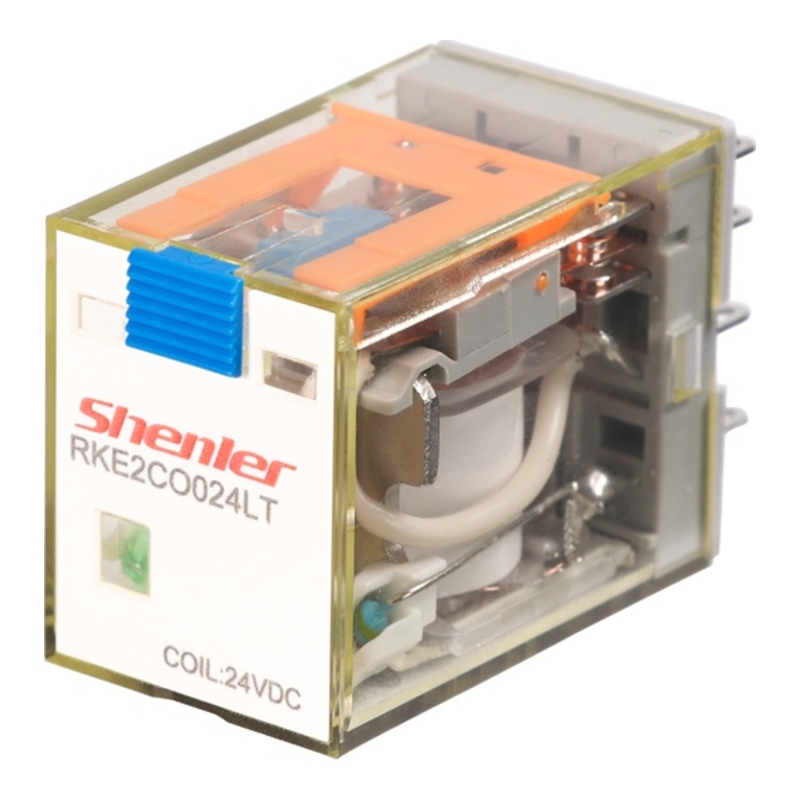 RKE2CO024LT - Реле миниатюрное 7A, 2CO, DC 24V (индикатор, LED, кнопка тест) фото 1