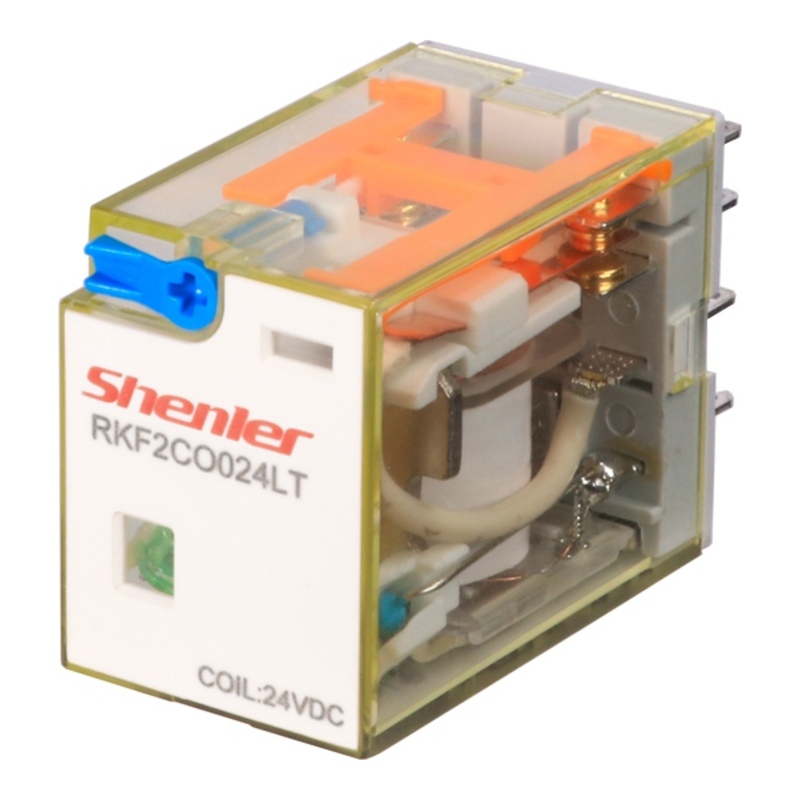 RKF2CO024LT - Реле миниатюрное 12A, 2CO, DC 24V (индикатор, LED, кнопка тест) фото 1