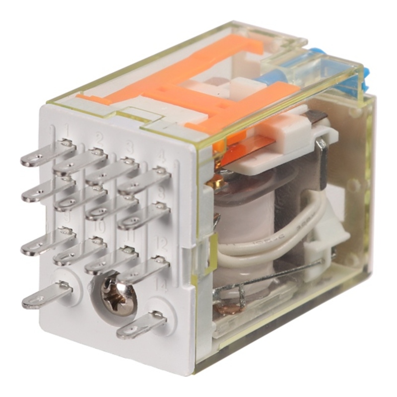 RKF4CO024LT - Реле миниатюрное 6A, 4CO, DC 24V (индикатор, LED, кнопка тест) фото 1
