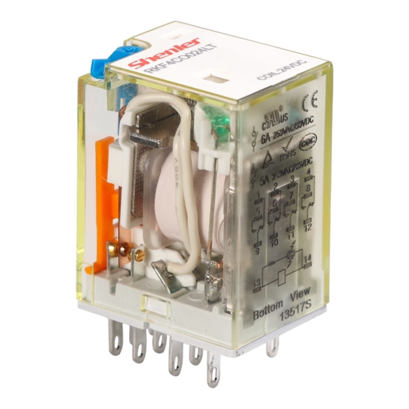 RKF4CO730LT - Реле миниатюрное 6A, 4CO, AC 230V (индикатор, LED, кнопка тест) фото 1